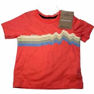 NWT Patagonia T-Shirt size 3-6 m Baby organic Certified Graphic Stripe: Coral